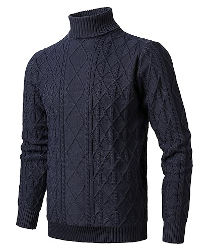 Herothorn Jersey homem malha gola alta quente camisola casaco pullover manga comprida sólido tecido camisola