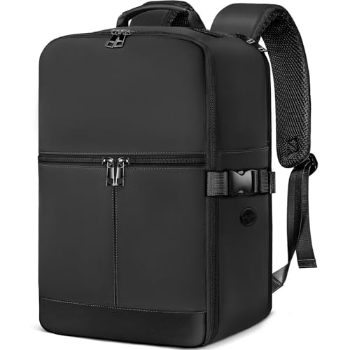 Ltemziiy Mochila de viagem cabine avião 40 x 20 x 25 para Ryanair bagagem de mão malas de cabine mala de viagem homem mulher mochila casual para computador portátil, Preto, Casual