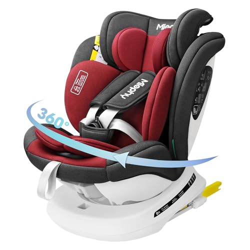 Miophy I-size Cadeira de carro Isofix giratória 360° grupo 0+/1/2/3, 0-12 anos, 40-150 cm (vinho i-Size)