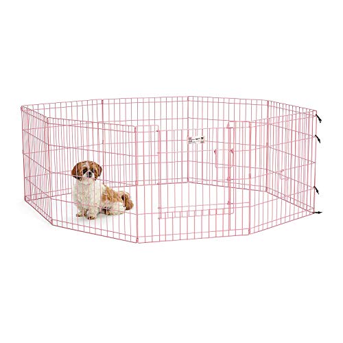 MidWest Homes for Pets Modelo 524DRPK Corrida para animais de estimação, metálico, dobrável e com porta, 60,96 x 60,96 cm (largura x altura), cor-de-rosa