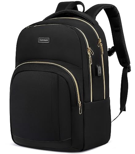 Mochila homem mulher, mochila escolar adolescente juvenis mochilas escolares mochila universidade, Ouro preto, 15,6 polegadas