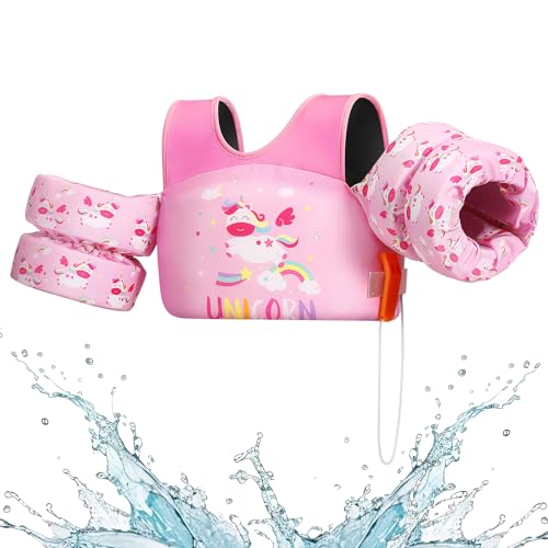HeySplash Mangas de natação para crianças, colete flutuante para aprender a nadar piscina flutuante com pulseiras, fivela dupla ajustável para crianças