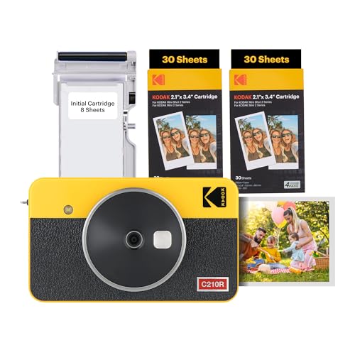 KODAK Mini Shot 2 Retro 4PASS 2-in-1 câmara instantânea e impressora fotográfica (5,3 x 8,6 cm) 68 folhas, amarelo