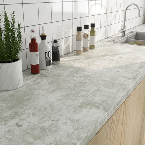 ReWallpaper Papel de parede betão vintage vinil para móveis cinzento claro 40 cm × 7 m papel de parede autocolante cimento branco revestimento de bancada grosso papel paredes decoração sala
