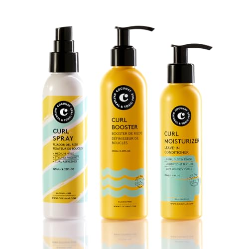 COCUNAT - Kit Curls definidos - Condicionador Leave-in gel definição spray fixador - Define, Nutre, elimina frizz, método Curly - Toxic-Free, sem silicone, sem sulfatos