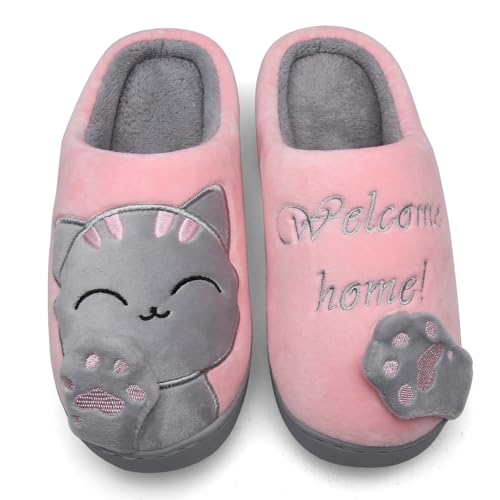 Mishansha Sapatilhas com forro de pelúcia e sola dura, confortáveis/branditas/morangos e quentes, unissexo para adulto