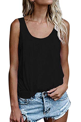T-shirt de verão sem mangas para mulher, túnica, corte solto