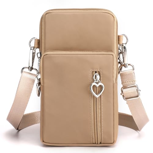 JANKS Mala de tiracolo pequena para mulher, nylon bolsa de telemóvel com porta para auriculares