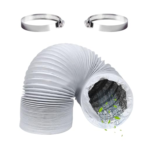 RYAN Tubo flexível sino extrator de alumínio PVC tubo ar condicionado portátil com 2 abraçadeiras e 1 fita tubo secador para extrator de ar condicionado (Ø 100 mm / 3 m)