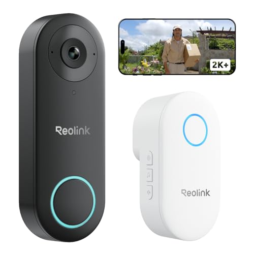 Reolink 2 K+ campainha com câmara exterior, 2,4/5 GHz, detecção/alerta de pessoas inteligentes, visão noturna, áudio bidirecional, IP65 impermeável, suporta cartão microSD/nuvem, vídeo Doorbell WiFi