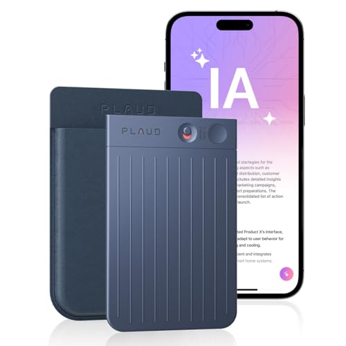 Gravador de voz PLAUD Note IA com capa escura - Transcreve e resume com tecnologia de IA - suporta 112 idiomas, 64 GB de memória, controlo de reunião com aplicativo, ótimo para lição, chamada