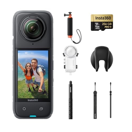 Insta360 Pacote invisível de mergulho X4 - câmara de ação impermeável 8K 360, vídeo 4K grande angular, selfie stick invisível, protetores de lente removíveis, 135 min bateria, edição IA