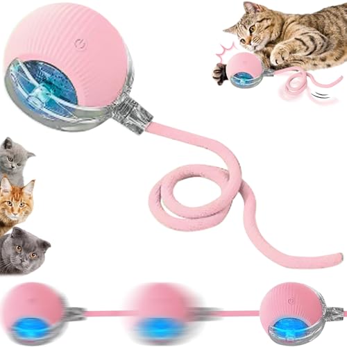 SORNEICDR Nova bola interativa para gatos, brinquedo interativo para cães, bola de brinquedo interativa de 360°, bola de rolamento automática inteligente para gato e cão (rosa)