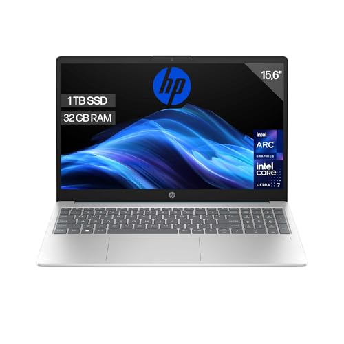 HP 15-fd2012ns Computador portátil FHD de 15,6", Intel Ultra 7-255U, 32 GB RAM, 1 TB SSD, Intel Iris Xe Graphics, sem sistema operacional), prateado e azul, teclado QWERTY espanhol