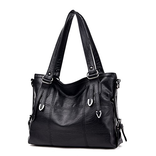 DEERWORD Mulher malas de mão casual mala de ombro marca médio totes antirroubo ombro italianos PU couro 5369 1 peça, Fekete, M
