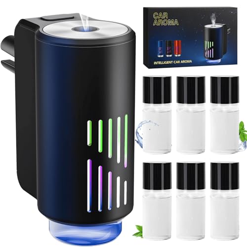 AI Ambientador elétrico carro com 6 perfumes, nebulizador ultra-sónico, 3 modos inteligentes, ligado/desligado automático, bateria incorporada, perfume francês natural, fragrância até 12 meses CFK-6Z
