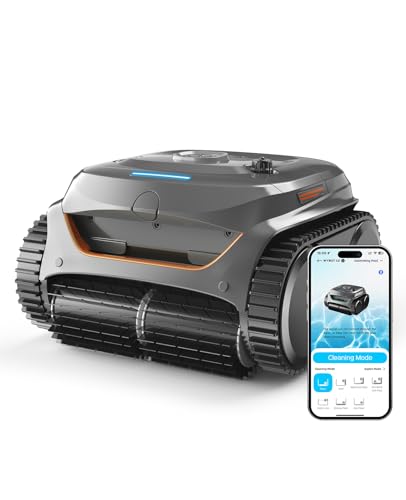 WYBOT C2 Robot Piscina Pareti e Fundo, Senza Fili per Piscine Interrate 150XLKNBC, Doppia Filtrazione, 3 Motori, Aspirazione potente, Pulizia Pareti & Linea d'Acqua, 180 Min, App (cinzento laranja A)