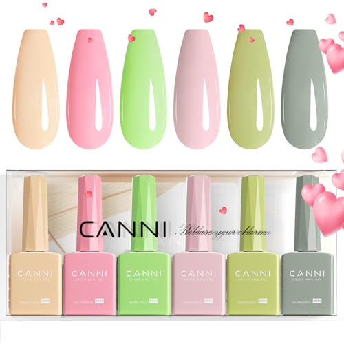 CANNI Vernizes semipermanentes de unhas em gel 6 cor amarelo rosa verde cinzento UV gel gel Nail Polish esmalte unhas dos namorados kit unhas semipermanentes conjunto de unhas semipermanentes