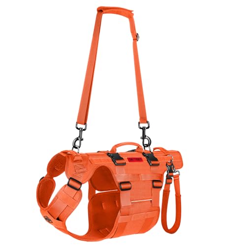 OneTigris Arnês para cães Invictus para cães de tamanho médio, ajustável com 3 asas para pessoas com deficiência, feridos ou mais, cor laranja M