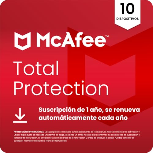 McAfee Total Protection 2023 | 10 dispositivos | Software de segurança na Internet com antivírus, VPN | 1 ano de subscrição, código de download