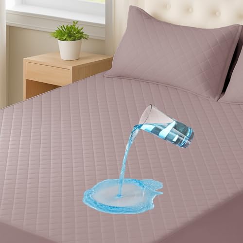 CYCMACO Protetor de colchão impermeável 140 x 200 cm, respirável, anti-ácaros cobertura, extra profundo, elástico em todo o contorno, lavável, proteção contra incontinência e suor, rosa