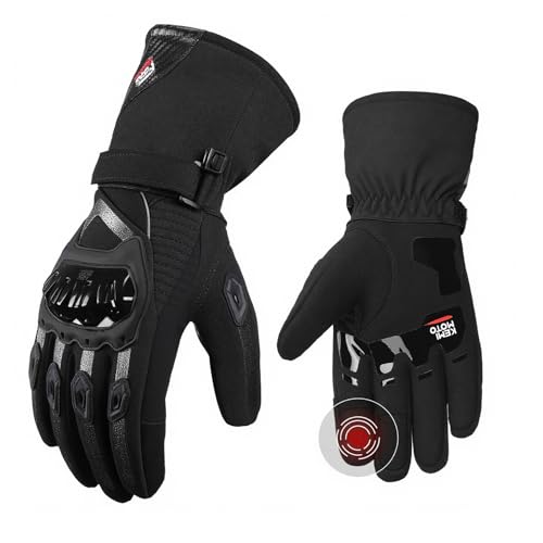 KEMIMOTO Luvas de mota inverno, impermeáveis de maneira eficiente luvas mota homem homologadas proteção multicamada preservada calor ecrã tátil, desportos ao ar livre esqui motociclismo