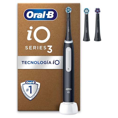 Oral-B iO 3 Escova de dentes elétrica preta, com 3 cabeças, desenhada por Braun