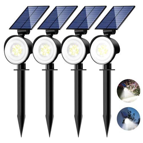 nipify Focos LED exteriores solares, [4 peças/53 LED/3 modos] luz solar jardim potente impermeável candeeiros solares exterior jardim para caminhos, terraço, pátio