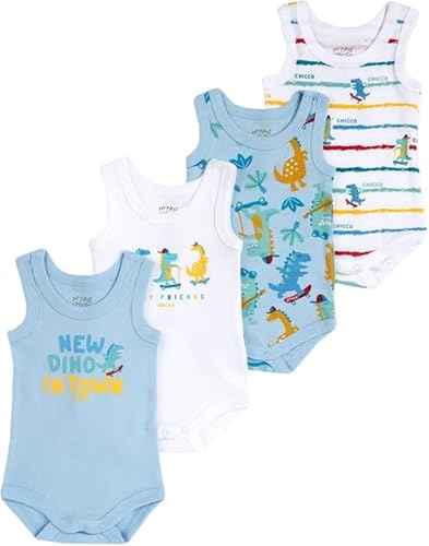 Chicco Pack Body de Algodòn Sin Mangas Bodies 4 Unisex bebé