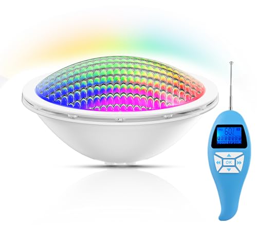 LyLmLe Candeeiro de piscina PAR56, 20 W com lâmpada LED piscina RGB regulável multicolorido com controlo remoto, iluminação LED imersiva, IP68 impermeável, 12 V AC