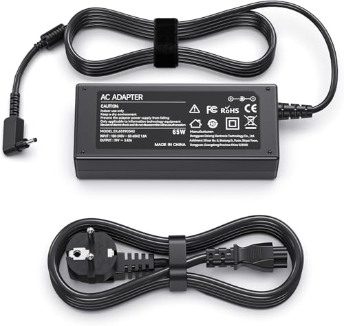 BIUBOTY 65W Carregador Acer portátil compatível com Acer Aspire 3 5 S7, Swift 3 SF314-51 SF314-52 Swift 1, Chromebook C720 C740 CB3 C810 CB5 AC adaptador (3,0 * 1,1 mm)