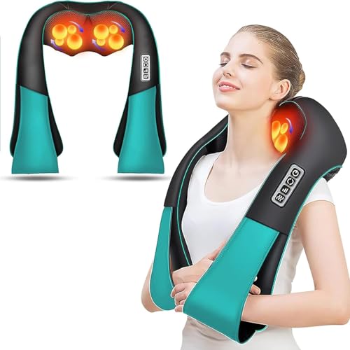AERLANG Shiatsu Massajador de pescoço e costas aquecido, almofada de amassamento profundo para escritório em casa, massajador de ombros para mulheres, homens, pai, mãe