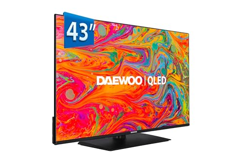Daewoo 43DM65QV - QLED Smart TV 43 polegadas 4K HDR, Dolby Vision & Dolby Atmos, compatível com Alexa, peito central, design sem moldura