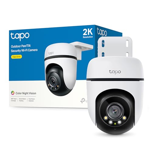 Tapo C51A - Câmara de vigilância Wi-Fi para exteriores, 360°, visão noturna em toda a cor 2k (3 MP), deteção de pessoas com IA seguimento movimento inteligente IP65