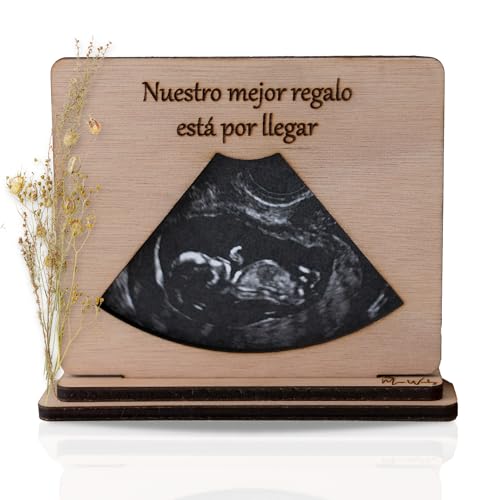 Porta-retrato de madeira para primeira ultrassonografia do bebé, moldura ultra-som bebé personalizado madeira, presente grávida primeira original, presentes recém-nascidos menino menina, detalhe dia