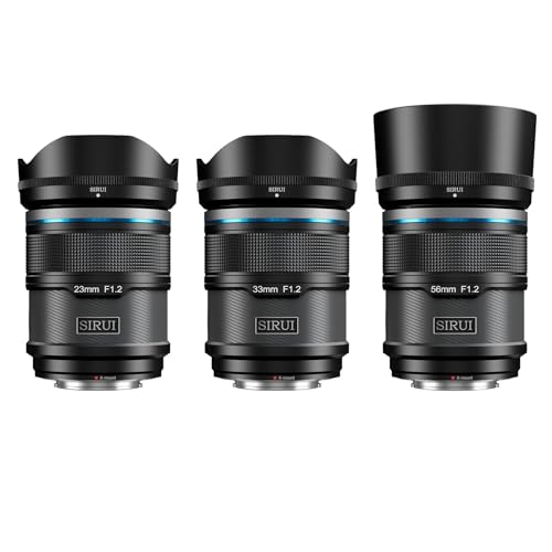 SIRUI Sniper F1.2 Conjunto de lente de foco automático, 23 mm, 33 mm, 56 mm, alvo grande angular APS-C, X Mount lente para X-H2s, X-T5, X-M5, X-S20 (AS-3S-XB, X Mount, preto)