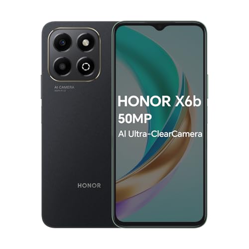 HONOR X6b 4G Smartphone 4 GB 128GB, 90 Hz TFTLCD, bateria de 5200 mAh, câmara principal de 50 MP, Android 14, Dual Sim, NFC, preto