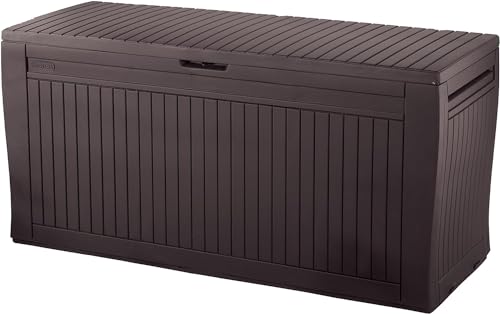 Keter Comfy - Arco exterior, baú de armazenamento, capacidade 270 l, resina, castanho, ordenação de jardim e terraço, 44,7 x 116,7 x 57 cm