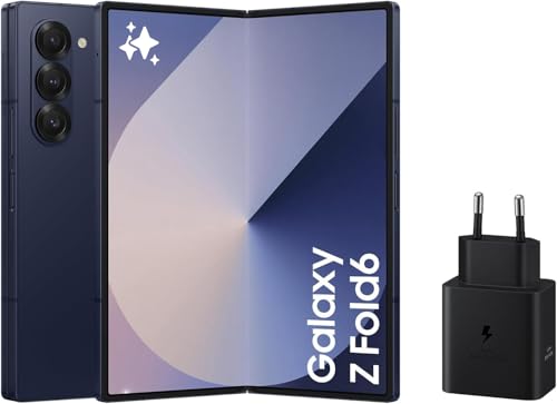 Samsung Galaxy Z Fold6 512 GB + carregador - telemóvel com IA, smartphone Android livre, câmara 50 MP, ecrã grande, bateria de longa duração, azul-escuro (versão espanhola)