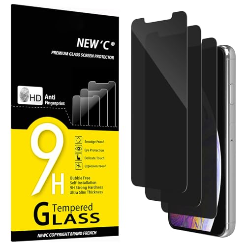 NEW'C 3 peças, protetor de ecrã privacidade para iPhone 11 Pro Max, iPhone XS Max (6,5 polegadas), ângulo de privacidade de 28 graus, dureza ultra duradoura de 9H, sem bolhas