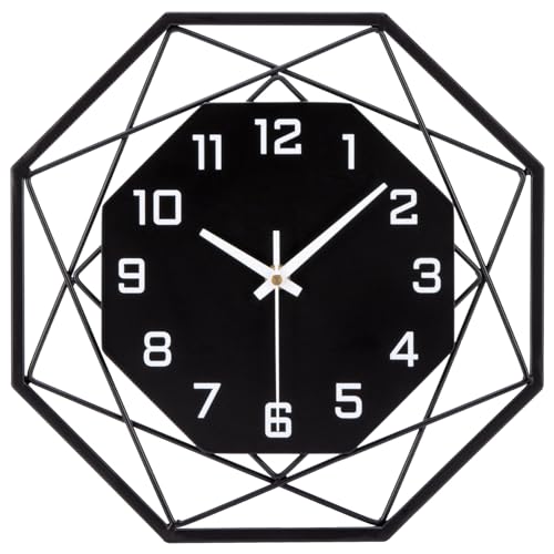 VINILITE Relógio de parede grande de metal para sala de estar relógio de parede moderno movimento de quartzo silencioso decoração de parede para cozinha escritório quarto 40 cm