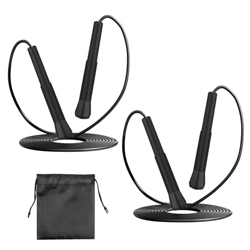 2 peças corda de saltar, bomba de saltar, 2,8 m corda para saltar para adultos, corda de saltar fitness ajustável rápida para fitness, exercício de intervalos, crossfit, mulheres, homens