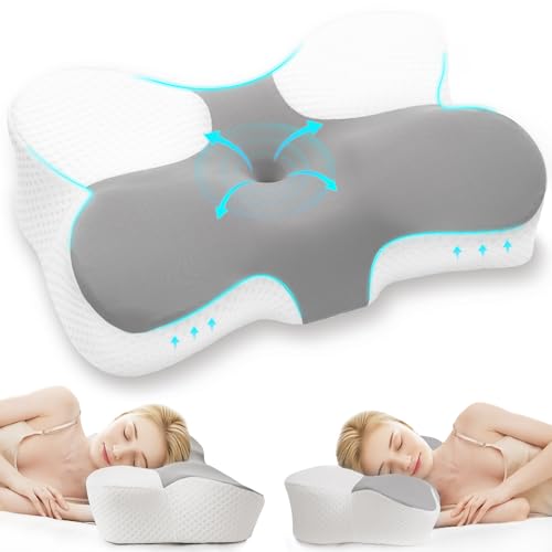 Z-hom Almofada cervical e pescoço, confortável e ergonómica, almofada ergonómica para dormir de lado, boca superior e boca abaixo, 60 x 36 x 13/8 cm