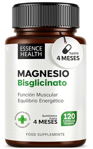 Bisglicinato de magnésio Premium | magnésio bisglicinato alta absorção de 1000 mg | 120 cápsulas, glicinato de magnésio para energia, sono, músculos e sistema nervoso