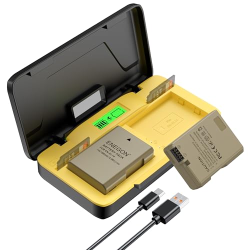ENEGON EN-EL14 20W Carregador rápido de bateria dupla com armazenamento (2 x 1680 mAh), compatível com Nikon D3100, D3200, D3300, D3400, D3500, D5100, D5200, D5300, D, D55000D , D5600, ecrã LCD