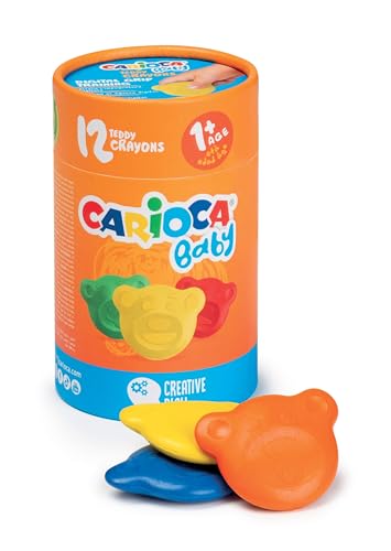 CARIOCA Ceras para bebé 1 | tubo de 12 ceras coloridas em forma de urso, ceras para crianças a partir dos 12 meses, 12 unidades