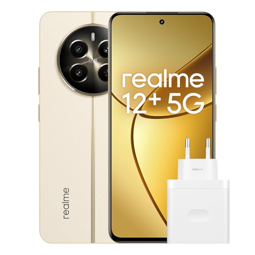 realme 12 Telemóvel 5G, 8 + 256 GB, câmara para retrato Sony LYT-600 OIS, ecrã AMOLED ultrafluído de 120 Hz, conjunto de chips Dimensity 7050 5G, 5000 mAh, NFC, bege, exclusivo sivo da Amazon