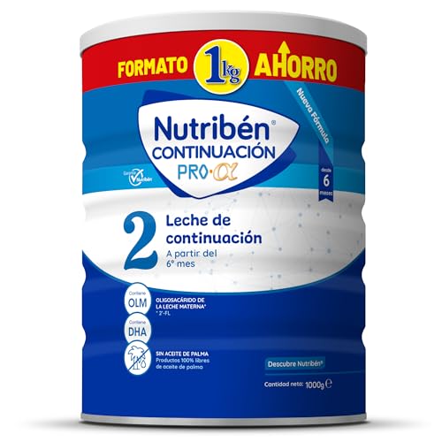 Nutribén Continuação Pro Alfa 2 - Continuação de leite em pó para bebé - leite de fórmula a partir dos 6 meses - sem óleo de palma - com ácido doseador incluído - com DHA e OLM - 1 frasco de 1 kg
