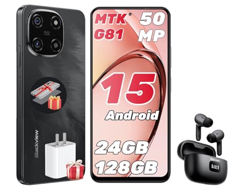 Blackview Cor 6 Android 15 telemóveis, 24 GB + 128 GB/2TB TF, MTK G81 Octa Core 2,0 GHz, 6,67" Super PD 50MP, 4G Dual SIM móvel, Face ID/Fingerprint/OTG/GPS/Capa de Smartphone