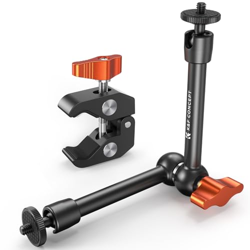 K&F Concept Braço mágico de 9,8 polegadas com Super Clamp Pinça, Magic Arm com super braçadeira com parafusos de 1/4" e 3/8" para monitor luz LED câmara de ação, carga máxima: 2 kg